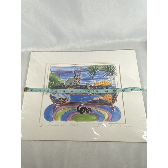Childless Cat Lady Gift Sharon MacDougall San Francisco Print Matted Signed - Picture 8 of 11